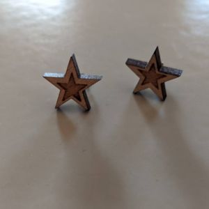 Wooden Star Earrings